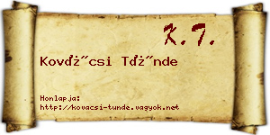 Kovácsi Tünde névjegykártya